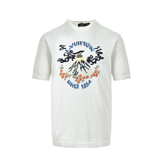 Louis Vuitton Nigo joint letter embroidery jacquard pattern knitted short sleeves
