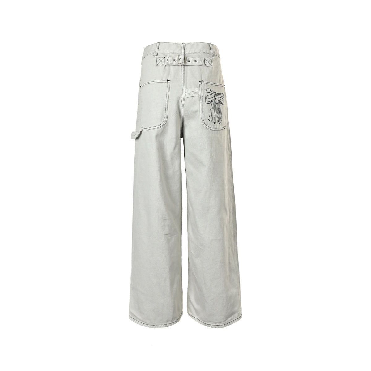 Acne Studios bow-dyed topstitched off-white jeans
