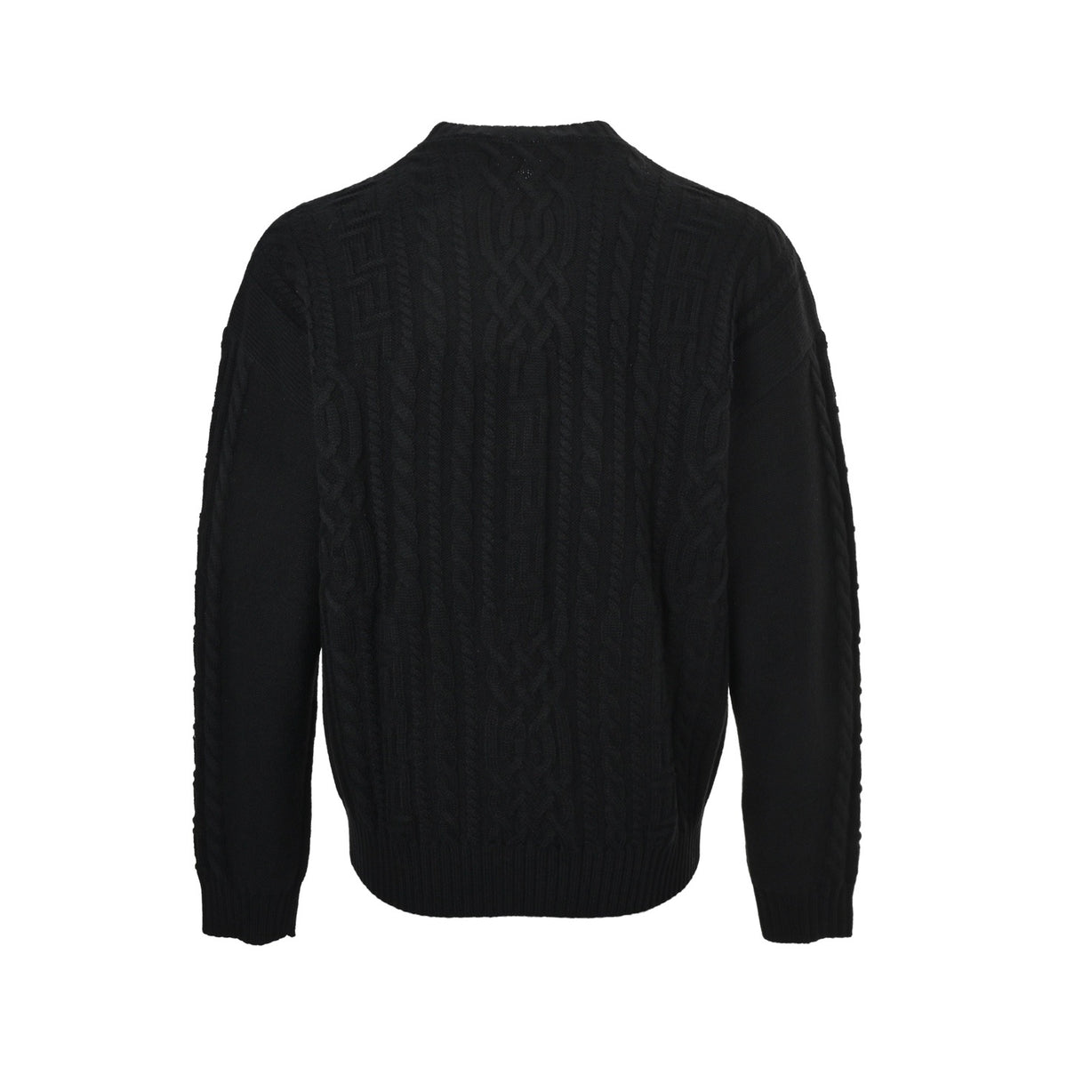 VERSACE cable jacquard embroidered crew neck sweater