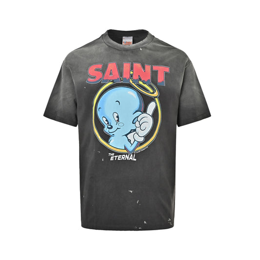SAINT MICHAEL blue angel print short sleeves