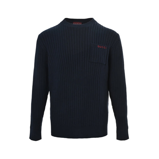 Gucci pocket embroidered red logo sweater