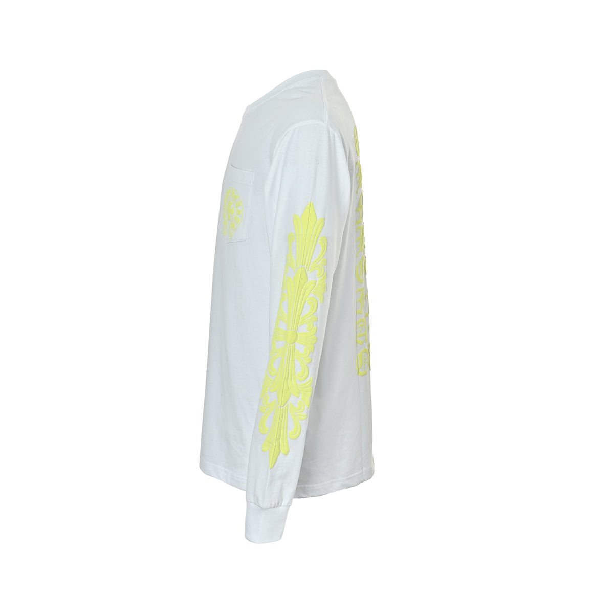 Chrome Hearts/Chrome Heart Cross Flower Arm Back Yellow Sanskrit Printed Long Sleeves