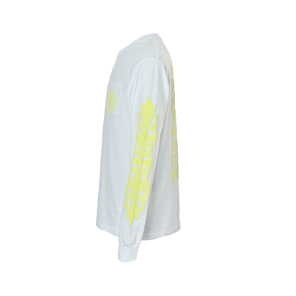 Chrome Hearts/Chrome Heart Cross Flower Arm Back Yellow Sanskrit Printed Long Sleeves