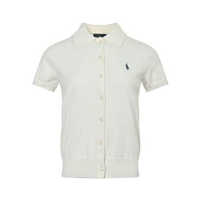Ralph Lauren women's embroidered horse logo knitted cardigan short sleeves