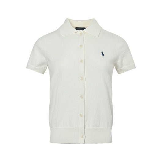 Ralph Lauren women's embroidered horse logo knitted cardigan short sleeves