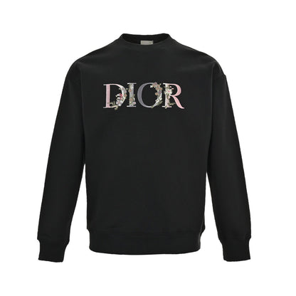 Dior 23Fw gradient floral letter embroidered round neck sweatshirt