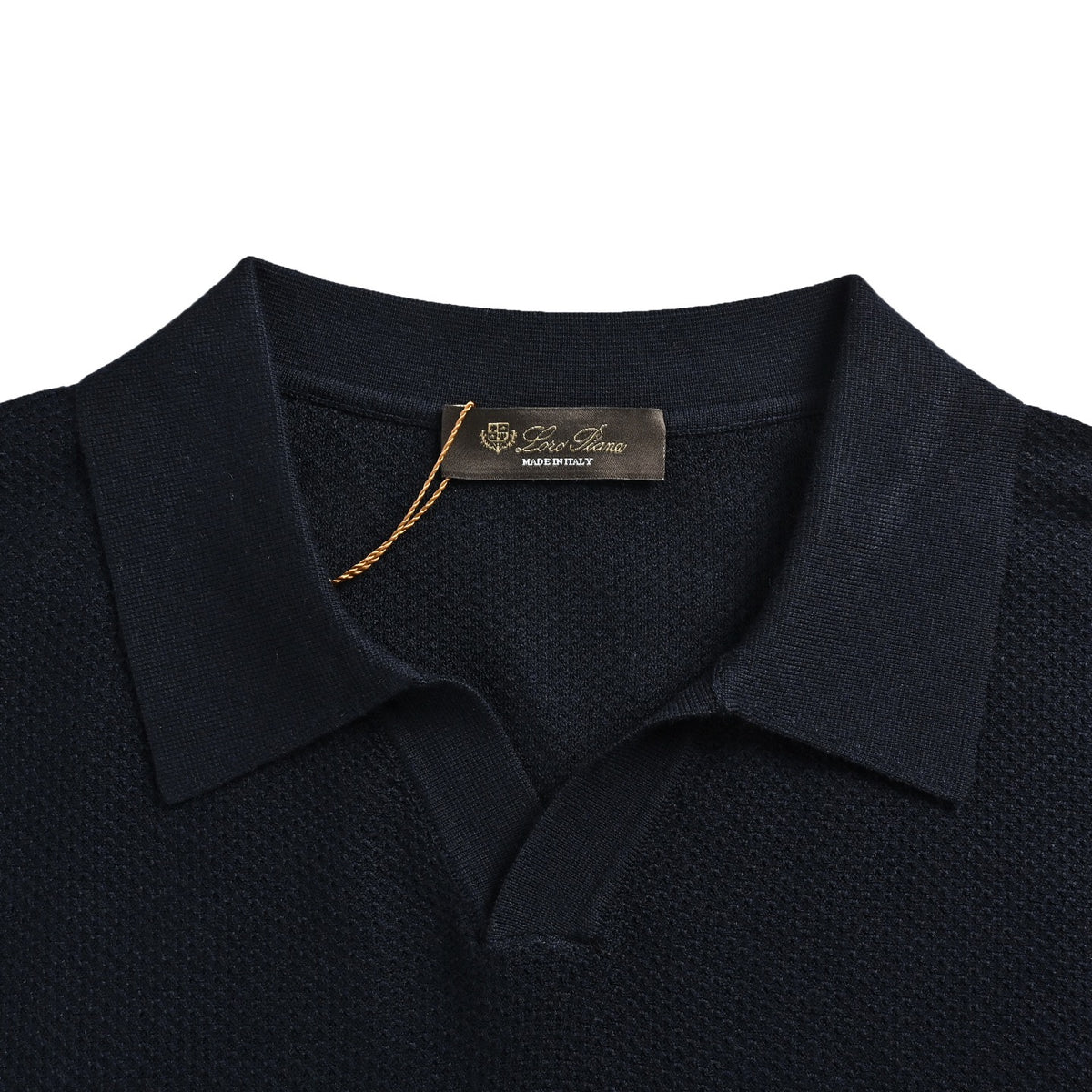Loro Piana LP seagull collar ribbed knit polo short sleeves