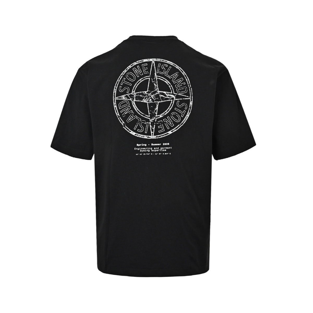 Stone Island short-sleeved compass logo printed on the back