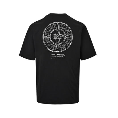 Stone Island short-sleeved compass logo printed on the back