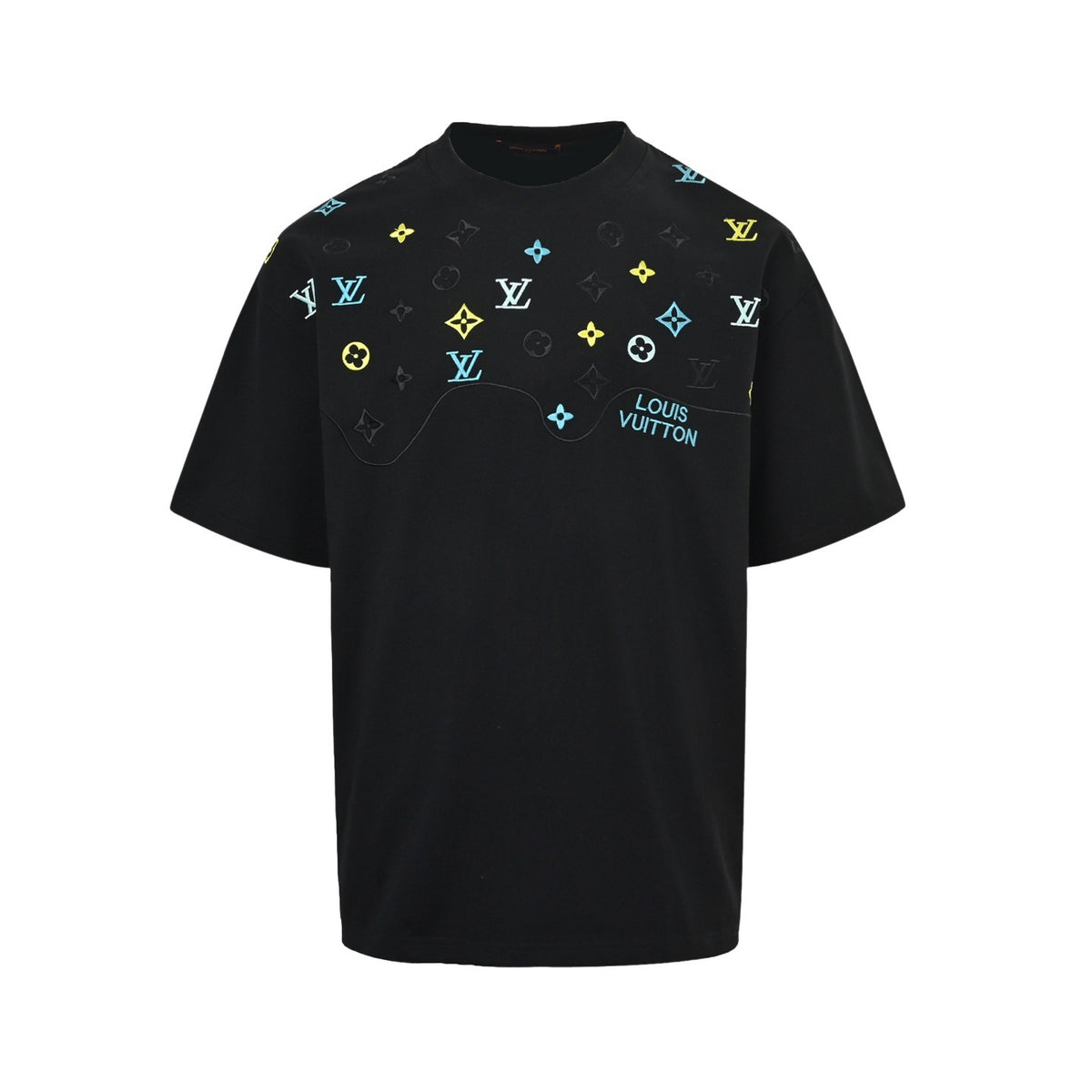 Louis Vuitton 26ss wave pattern color block presbyopia embroidered short sleeves