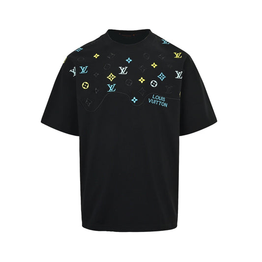 Louis Vuitton 26ss wave pattern color block presbyopia embroidered short sleeves