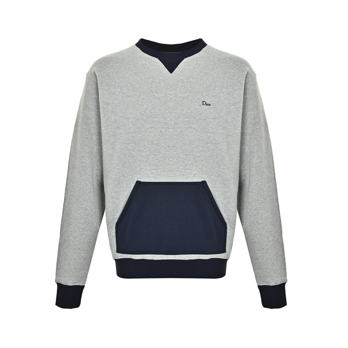 Dior contrast pocket mixed pattern embroidered crew neck sweatshirt