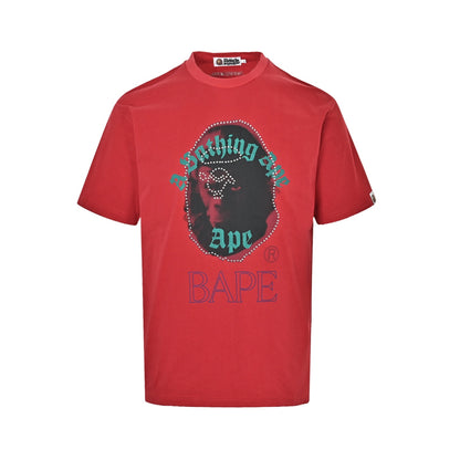 Bape ape head print studded short sleeves