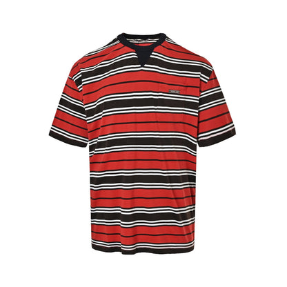Prada red horizontal striped patch pocket short sleeves