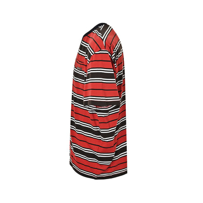 Prada red horizontal striped patch pocket short sleeves