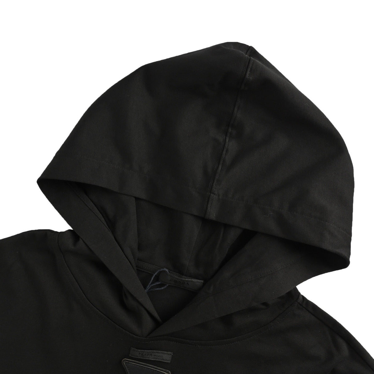 Prada collared cotton loose hooded sweatshirt