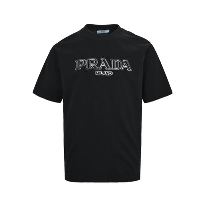 Prada 26ss hollow letter embroidered short sleeves