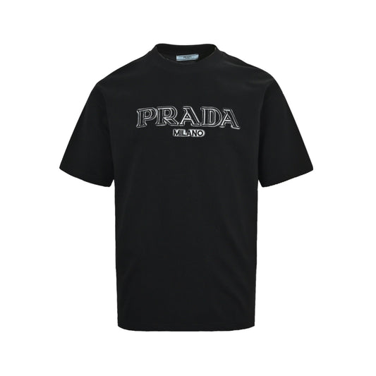 Prada 26ss hollow letter embroidered short sleeves