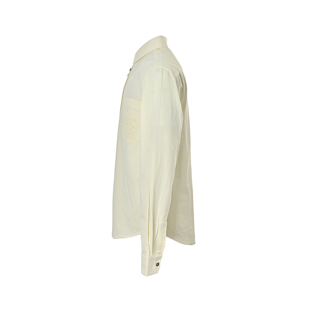 Loewe/Loewei long-sleeved lyocell shirt with hollow pockets and embroidery