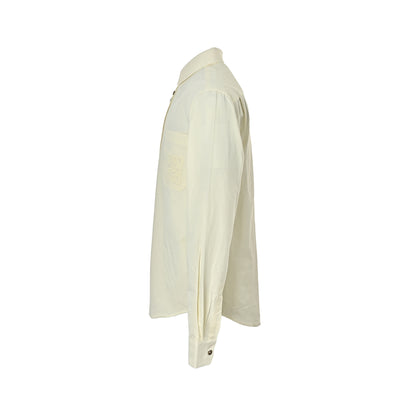 Loewe/Loewei long-sleeved lyocell shirt with hollow pockets and embroidery