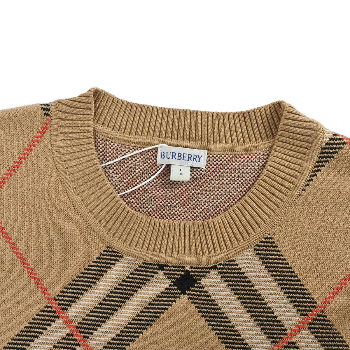 Burberry 24Fw diagonal plaid round neck knitted sweater