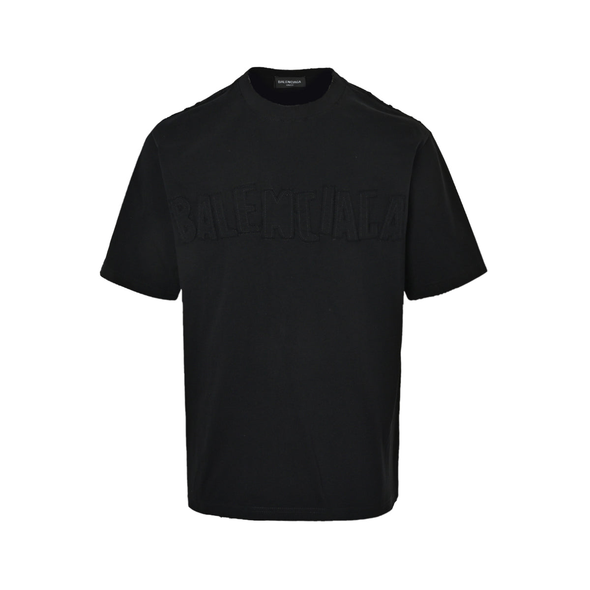 Balenciaga patchwork large logo embroidery round neck short sleeves