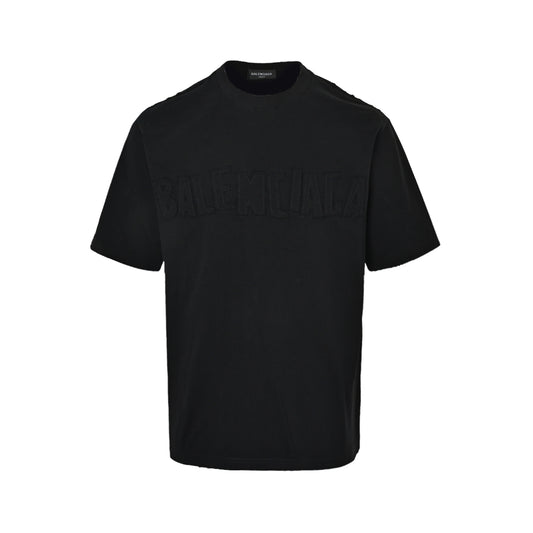 Balenciaga patchwork large logo embroidery round neck short sleeves