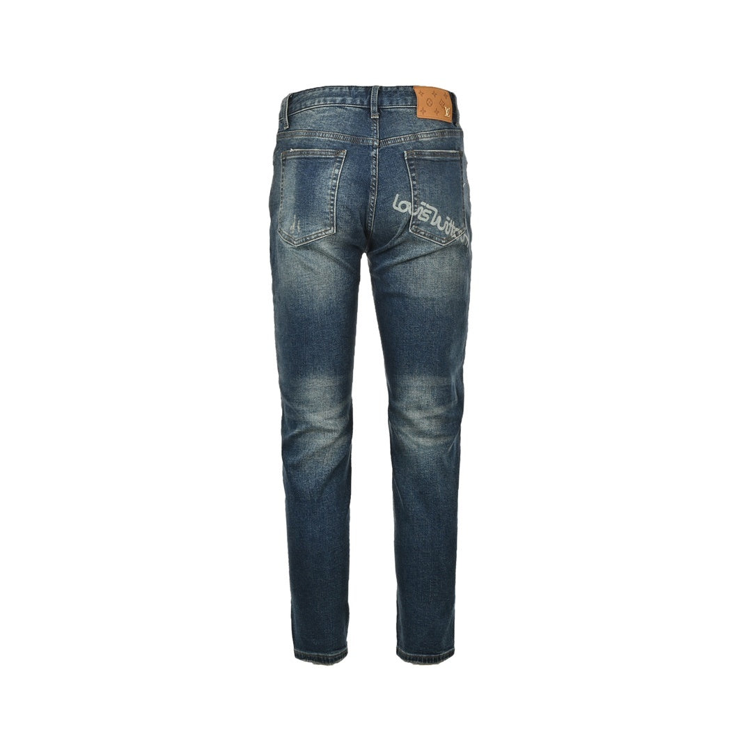 Louis Vuitton 23Fw embroidered patch jeans
