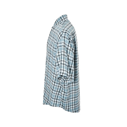 Acne Studios blue and white plaid short-sleeved shirt