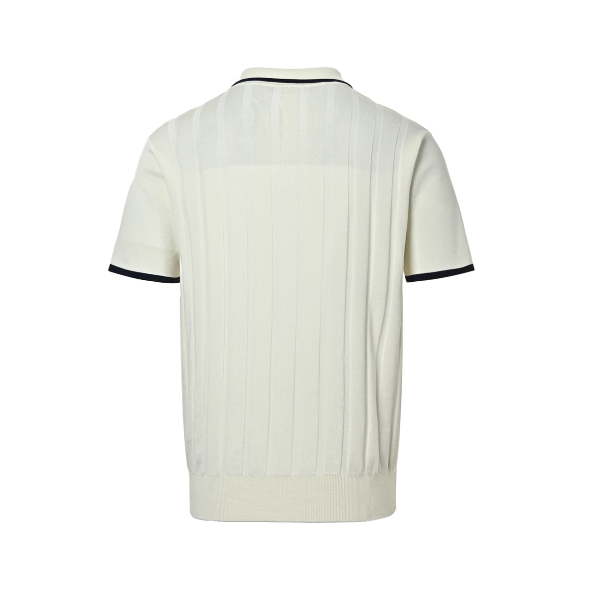 Loro Piana LP Black Border Collar Knitted Wool Polo Short Sleeve