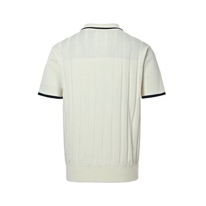 Loro Piana LP Black Border Collar Knitted Wool Polo Short Sleeve
