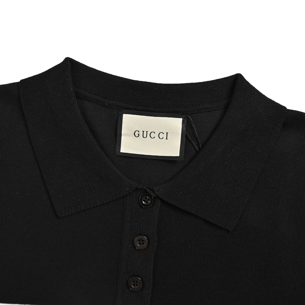 Gucci striped letter jacquard knitted Polo short sleeves