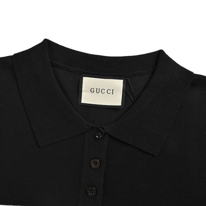 Gucci striped letter jacquard knitted Polo short sleeves