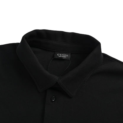 Gucci shield new logo embroidered pique cotton long-sleeved shirt