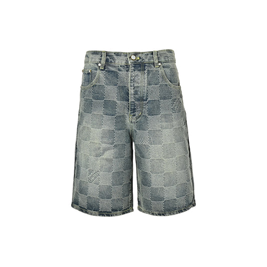 Louis Vuitton all-over checkerboard denim shorts
