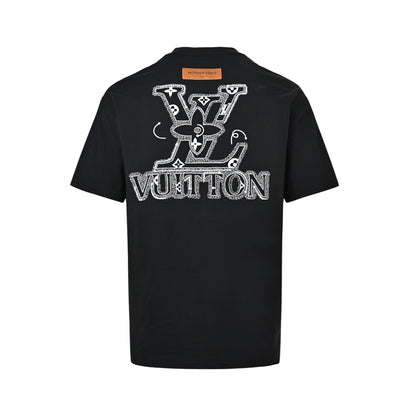 Louis Vuitton 26ss short sleeves with front and rear letter logo embroidery