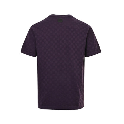 Louis Vuitton 26ss letter embroidered checkerboard knitted short sleeves