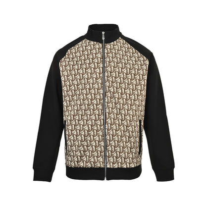 Dior 25Fw contrasting color stitching presbyopia letter all-over printed suit zipper jacket