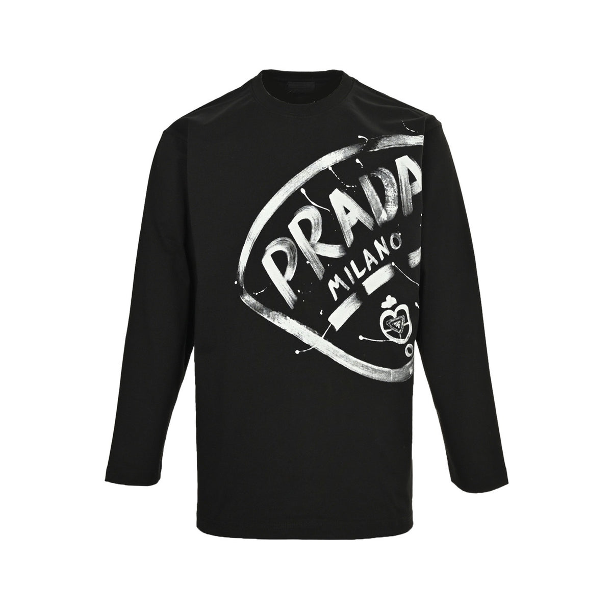 Prada 25Fw large logo splash print long-sleeved T-shirt