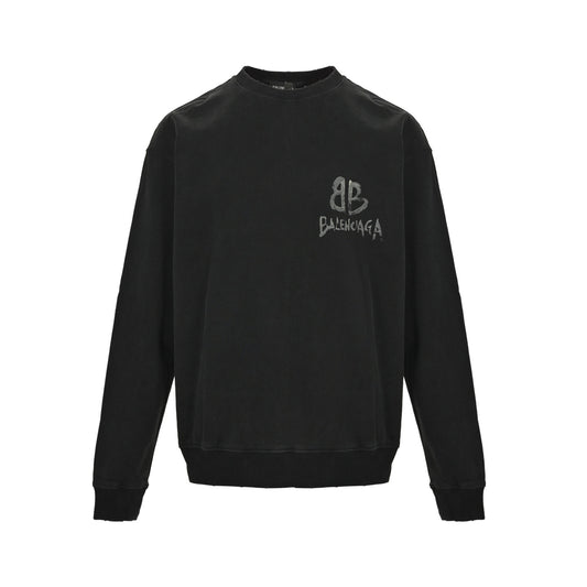 Balenciaga hand-painted luminous printed crew neck sweatshirt