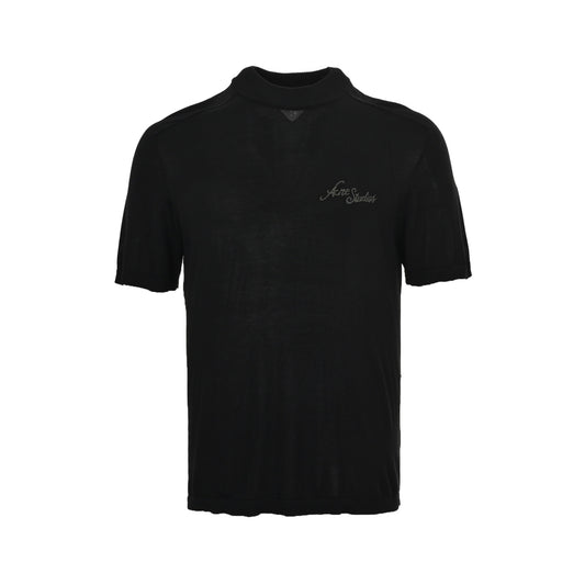 Acne Studios logo-embroidered knitted short-sleeve