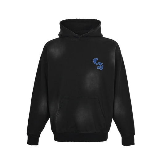 Chrome Hearts/Chrome Heart Heavy Horseshoe Sanskrit Denim Patch Embroidered Hooded Sweatshirt