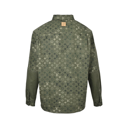 Louis Vuitton green all-over printed work shirt jacket