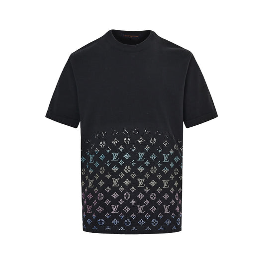 Louis Vuitton 25ss gradient old flower diamond knitted short sleeves