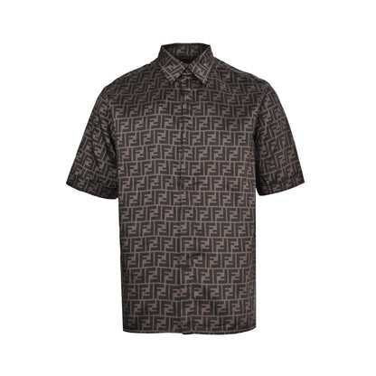 Fendi 25ss full FF jacquard dark pattern suit short-sleeved shirt