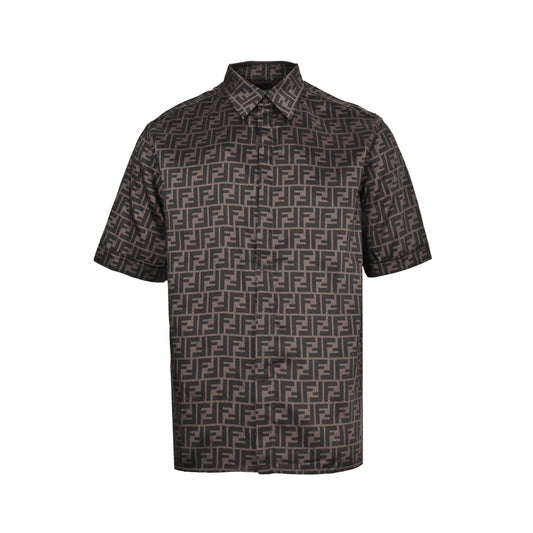 Fendi 25ss full FF jacquard dark pattern suit short-sleeved shirt