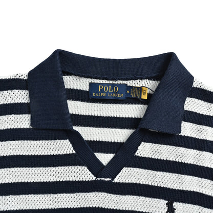 Ralph Lauren striped seagull collar knitted Polo short sleeves