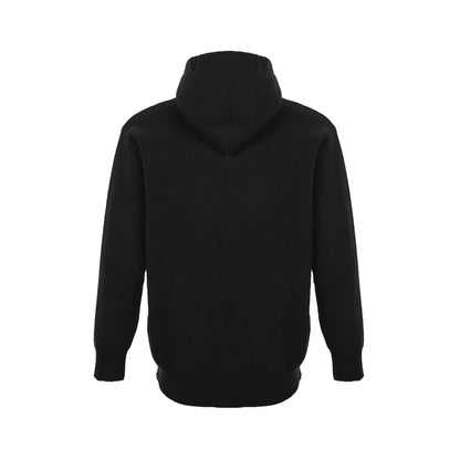 Loewe/Loewei leather pocket wool zipper hooded jacket