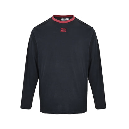 Miu Miu 26ss contrasting color stitching long-sleeved T-shirt