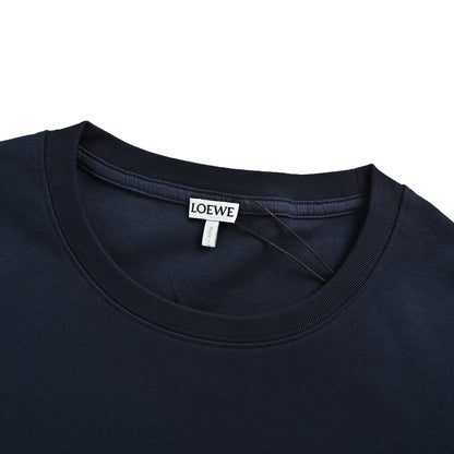 Loewe/Loewei embroidered logo striped trim short sleeves